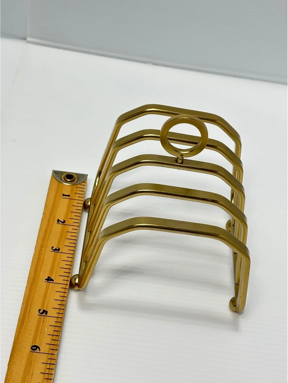 Toast Rack with Handle, 4-Slot Tableware Organizer Gold Color NEW